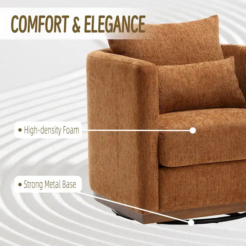 Brown Modern 31.5-inch Chenille Swivel Accent Chair