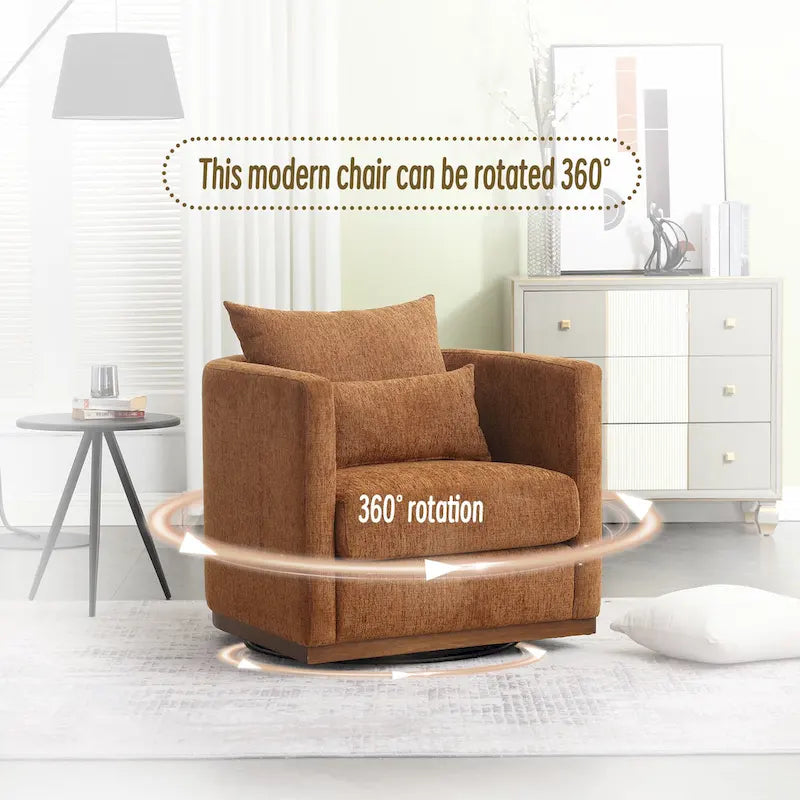 Brown Modern 31.5-inch Chenille Swivel Accent Chair
