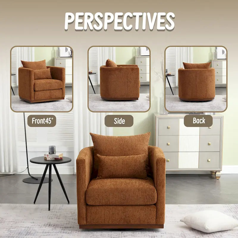 Brown Modern 31.5-inch Chenille Swivel Accent Chair