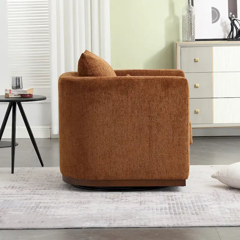 Brown Modern 31.5-inch Chenille Swivel Accent Chair
