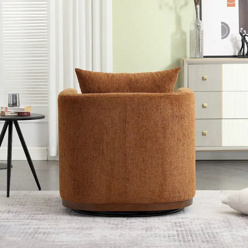 Brown Modern 31.5-inch Chenille Swivel Accent Chair