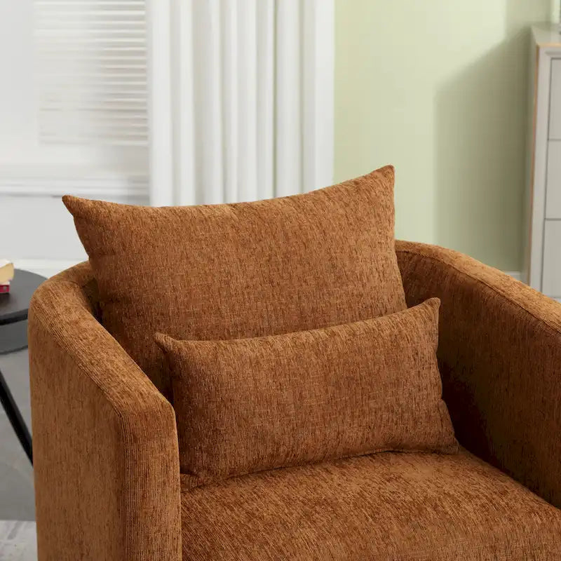 Brown Modern 31.5-inch Chenille Swivel Accent Chair