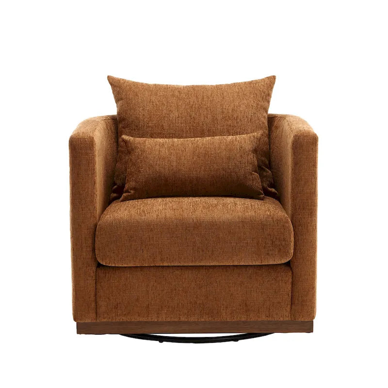 Brown Modern 31.5-inch Chenille Swivel Accent Chair