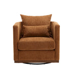 Brown Modern 31.5-inch Chenille Swivel Accent Chair