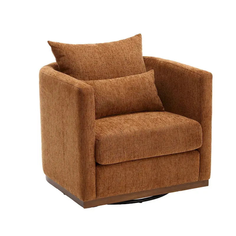 Brown Modern 31.5-inch Chenille Swivel Accent Chair