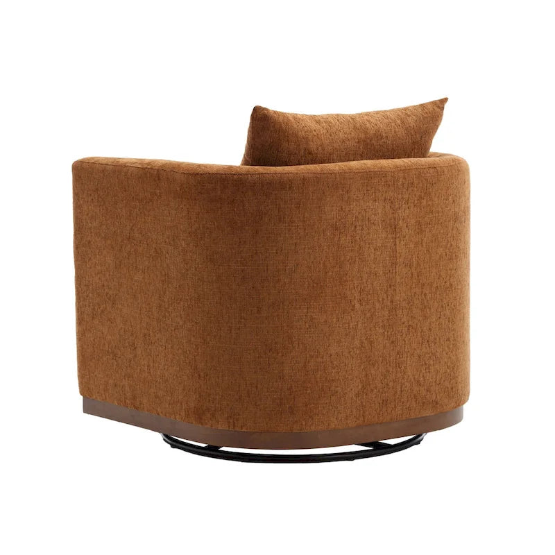 Brown Modern 31.5-inch Chenille Swivel Accent Chair