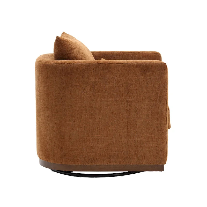 Brown Modern 31.5-inch Chenille Swivel Accent Chair