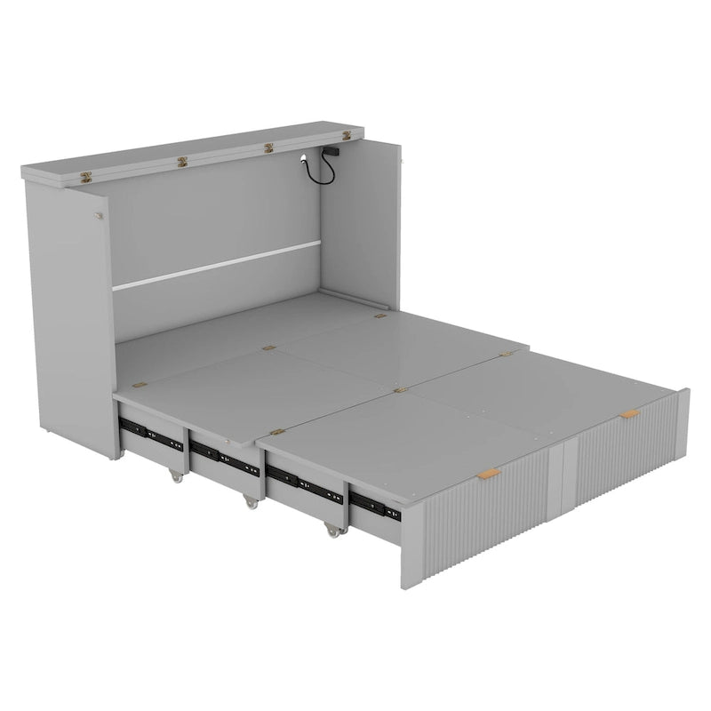 Full Size Murphy Bed with drawer and a set of Sockets & USB Ports