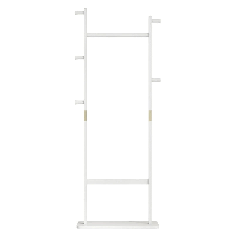 Modern StyleSolid Wood Coat Rack with Standing Hanger, 5 Hanging Rods, Easy to Assemble, for Entrance and Hallway