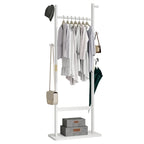 Modern StyleSolid Wood Coat Rack with Standing Hanger, 5 Hanging Rods, Easy to Assemble, for Entrance and Hallway