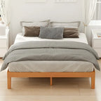 Queen Size Solid Wood Platform Bed with 1000lb Capacity & Storage