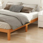 Queen Size Solid Wood Platform Bed with 1000lb Capacity & Storage