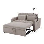 Convertible Loveseat Sofa Bed with USB Ports, Cup Holders & Swivel Phone Holder