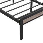 Full Size Metal Platform Bed with Upholstered Storage Headboard & USB Port