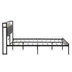 Full Size Metal Platform Bed with Upholstered Storage Headboard & USB Port
