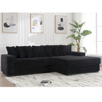 111-inch Corduroy L-Shaped Sectional Sofa with Oversized Right Chaise