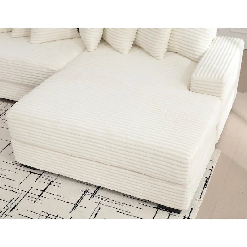 111-inch Corduroy L-Shaped Sectional Sofa with Oversized Right Chaise
