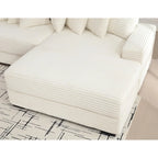 111-inch Corduroy L-Shaped Sectional Sofa with Oversized Right Chaise