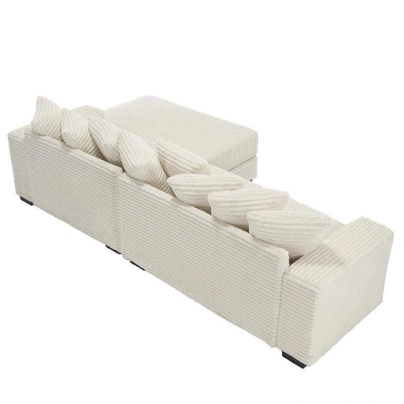 111-inch Corduroy L-Shaped Sectional Sofa with Oversized Right Chaise