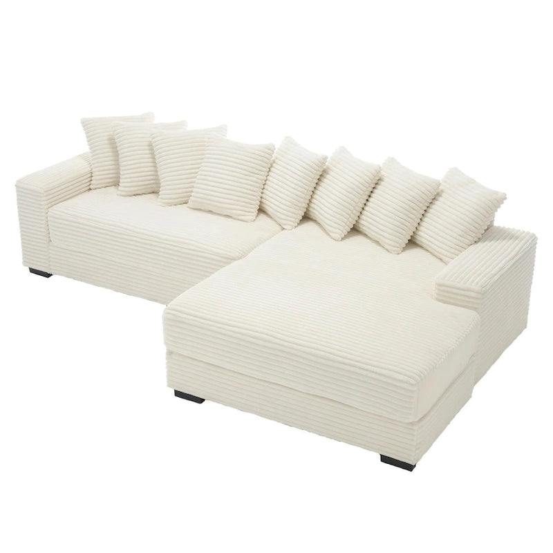 111-inch Corduroy L-Shaped Sectional Sofa with Oversized Right Chaise