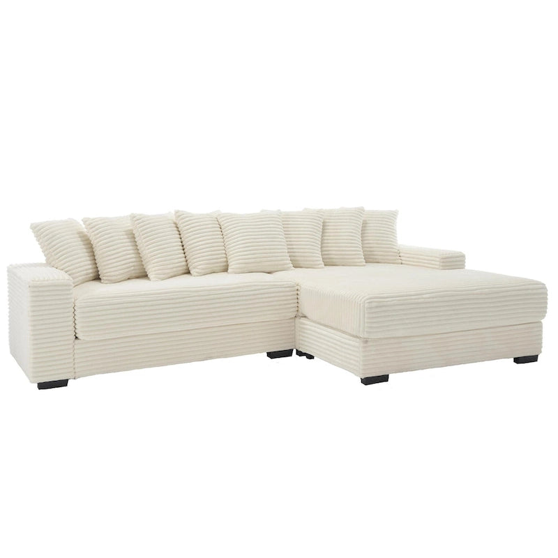 111-inch Corduroy L-Shaped Sectional Sofa with Oversized Right Chaise