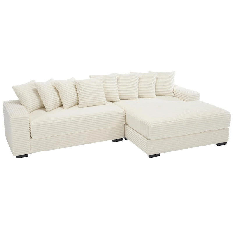 111-inch Corduroy L-Shaped Sectional Sofa with Oversized Right Chaise