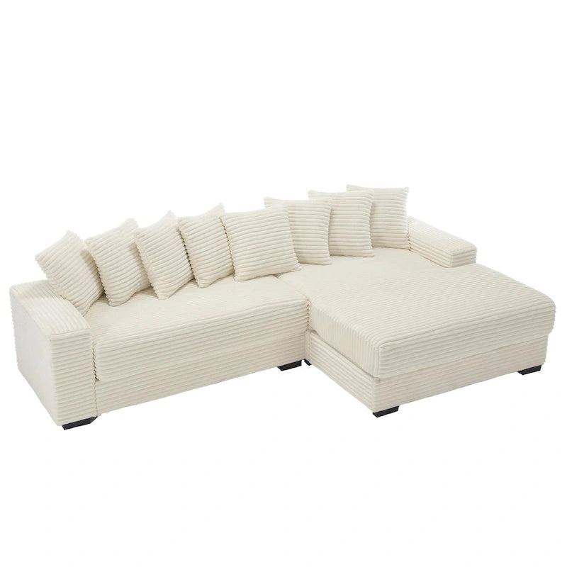 111-inch Corduroy L-Shaped Sectional Sofa with Oversized Right Chaise