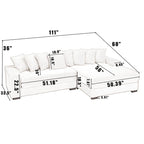 111-inch Corduroy L-Shaped Sectional Sofa with Oversized Right Chaise