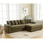 111-inch Corduroy L-Shaped Sectional Sofa with Oversized Right Chaise