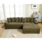 111-inch Corduroy L-Shaped Sectional Sofa with Oversized Right Chaise