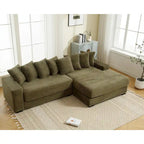 111-inch Corduroy L-Shaped Sectional Sofa with Oversized Right Chaise