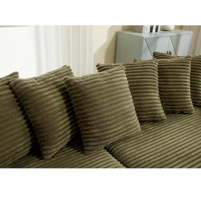 111-inch Corduroy L-Shaped Sectional Sofa with Oversized Right Chaise