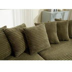 111-inch Corduroy L-Shaped Sectional Sofa with Oversized Right Chaise
