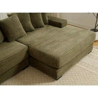 111-inch Corduroy L-Shaped Sectional Sofa with Oversized Right Chaise