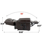 Brown Genuine Leather Power Lift Recliner with Heat Massage & USB