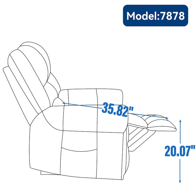 Brown Genuine Leather Power Lift Recliner with Heat Massage & USB
