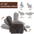 Brown Genuine Leather Power Lift Recliner with Heat Massage & USB