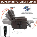 Brown Genuine Leather Power Lift Recliner with Heat Massage & USB