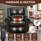 Brown Genuine Leather Power Lift Recliner with Heat Massage & USB