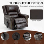 Brown Genuine Leather Power Lift Recliner with Heat Massage & USB