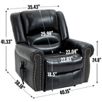 Brown Genuine Leather Power Lift Recliner with Heat Massage & USB