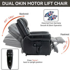 Brown Genuine Leather Power Lift Recliner with Heat Massage & USB
