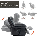 Brown Genuine Leather Power Lift Recliner with Heat Massage & USB