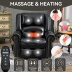 Brown Genuine Leather Power Lift Recliner with Heat Massage & USB
