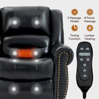 Brown Genuine Leather Power Lift Recliner with Heat Massage & USB
