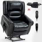 Brown Genuine Leather Power Lift Recliner with Heat Massage & USB