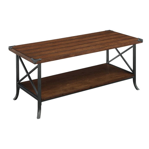 Brookline Coffee Table with Lower Shelf and Hammered Metal Frame