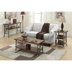 Brookline Coffee Table with Lower Shelf and Hammered Metal Frame