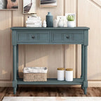 Console Table with Two Drawers and Bottom Shelf
