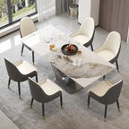 Classic Marble Dining Table Sintered StoneTable Top with Grey Pedestal